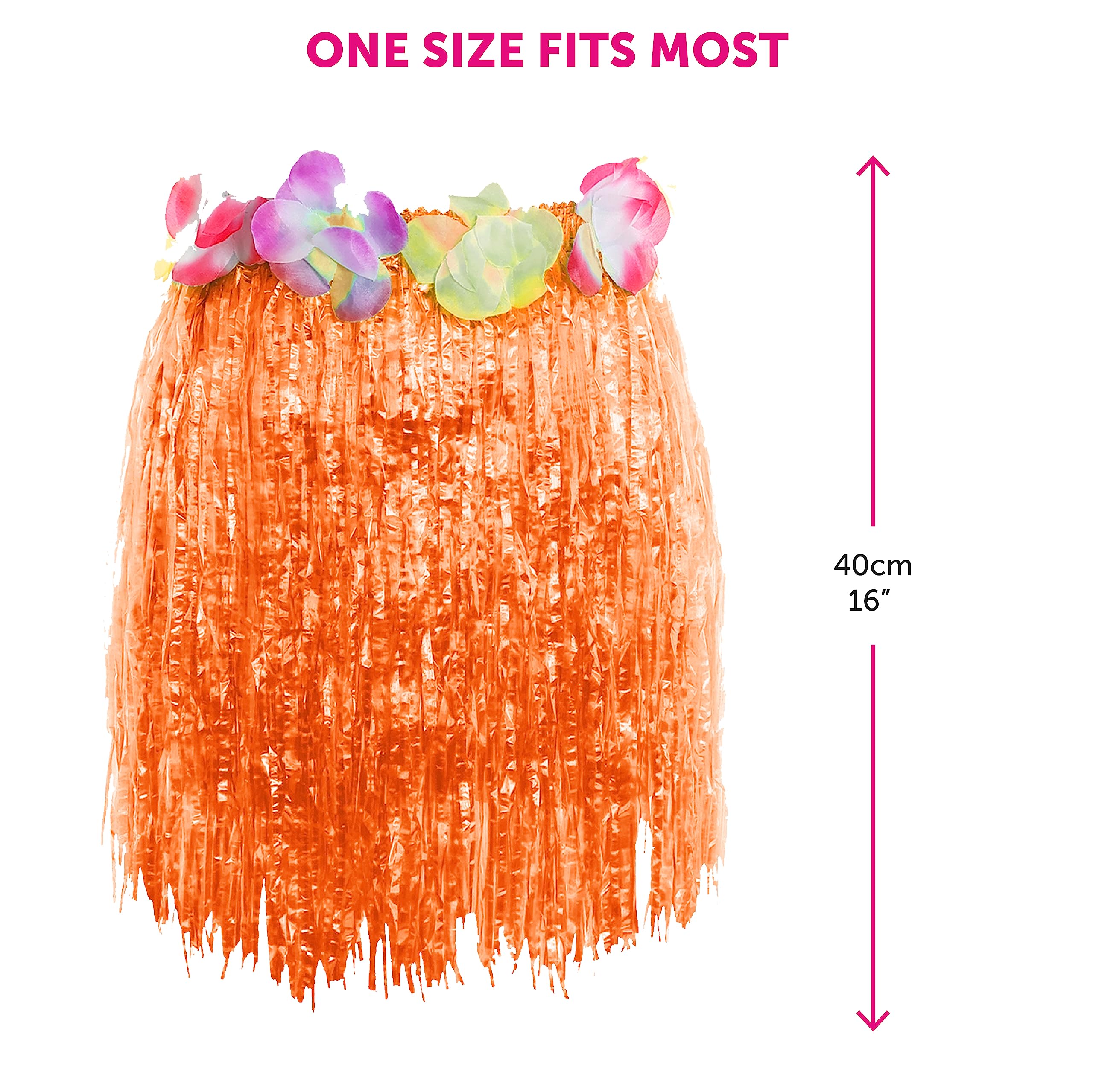 I LOVE FANCY DRESS SAYA Corta Naranja Estilo Hawaiano para Adultos con Flores EN LA Cintura (24 Unidades)