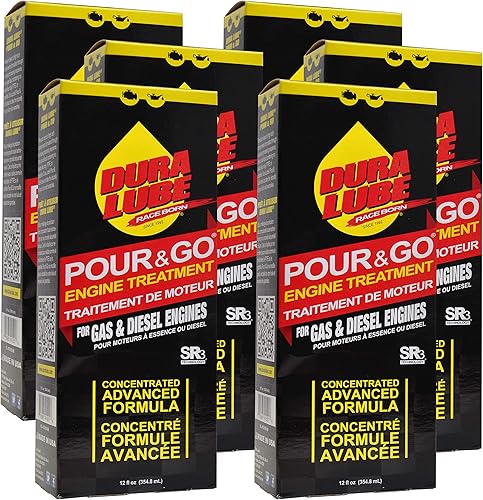 Dura Lube Just Pour & Go Tratamiento de motor para gas y diésel | 12 onzas, paquete de 6