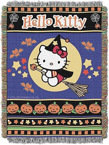 Northwest Hello Kitty Manta tejida para tapiz, 48 x 60 pulgadas, Witchy Kitty