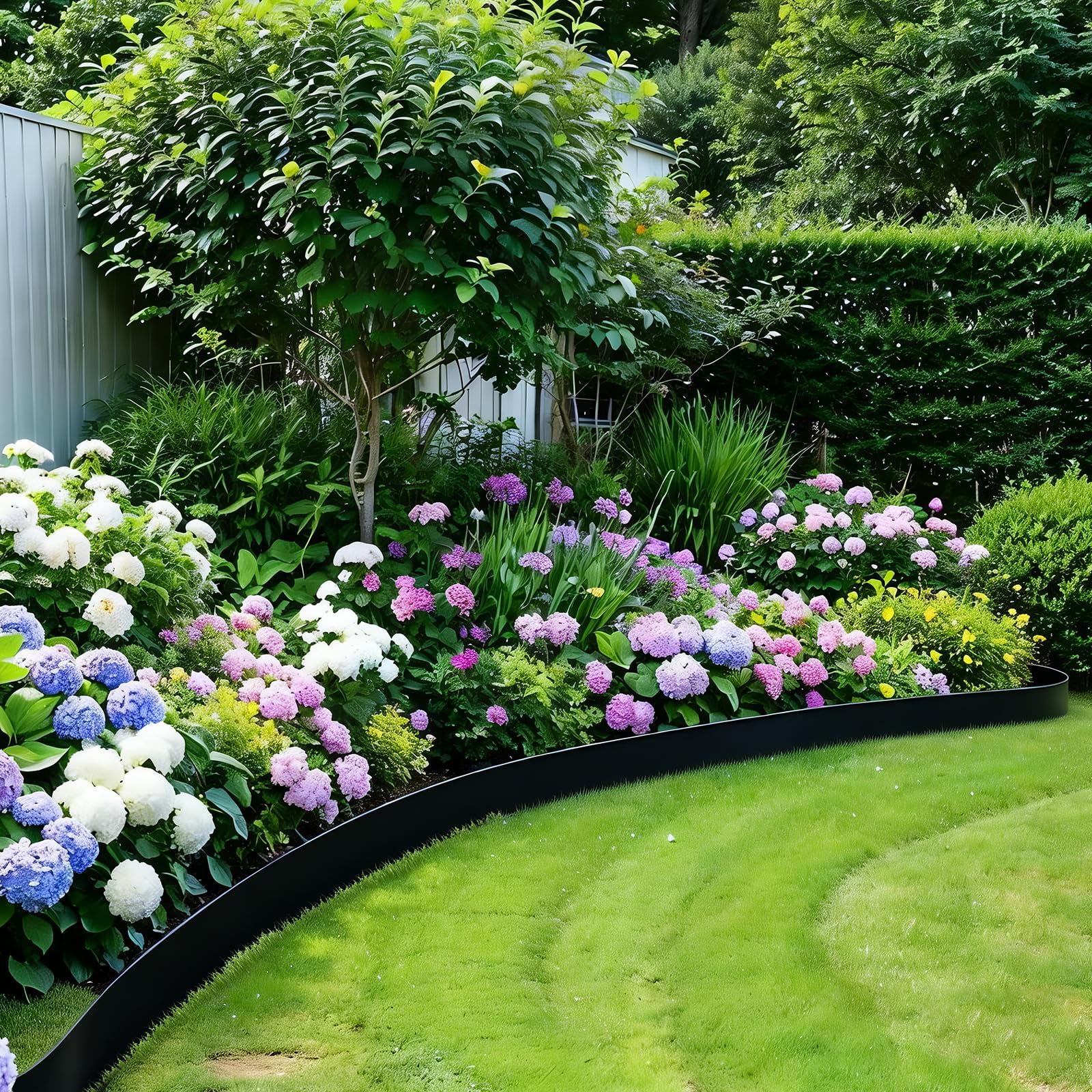 20m Flexible Rasenkante Kunststoff 10cm hoch mit 200 Erdankern – Wetterbeständige Beetumrandung, Beeteinfassung, Rasenabgrenzung für Blumenbeete, Rasen, Einfahrten | Schwarze Gartenkante
