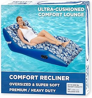 Aqua Ultra-Comfort Floating Pool Chair & Lake Raft with Pillow – Heavy Duty Pool Float, Lake Floating Chair