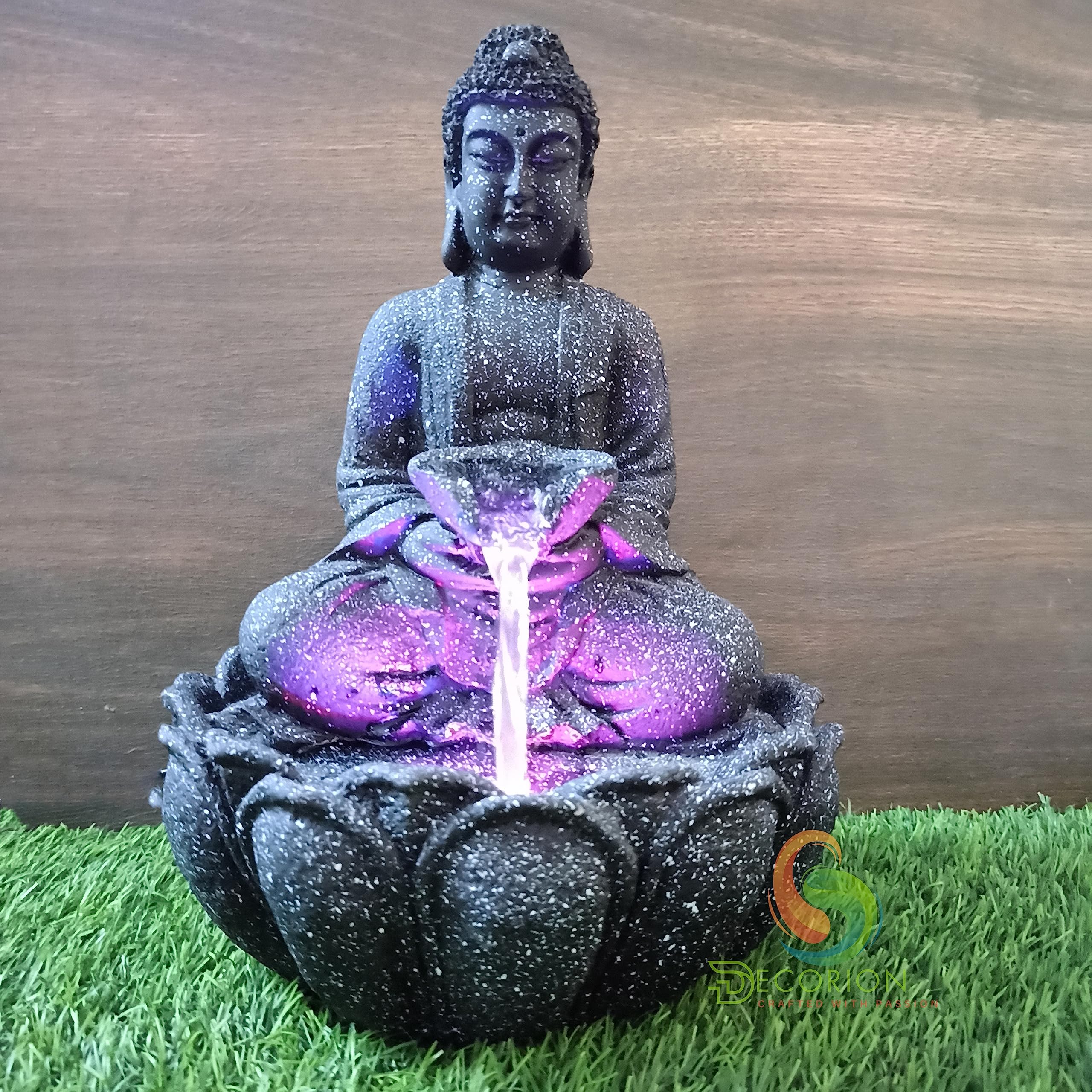 Buddha Decorative Table Top Water Fountain for Home Décor/Office/Indoor & Outdoor/Garden/Puja Room/Vaastu with Multicolor LED Light and Adjustable Water Pump-image-28