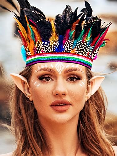 Miniatura 3 de Diadema de plumas, tocado indio, tocado de corona, tocado de carnaval, accesorios para el cabello para mujer