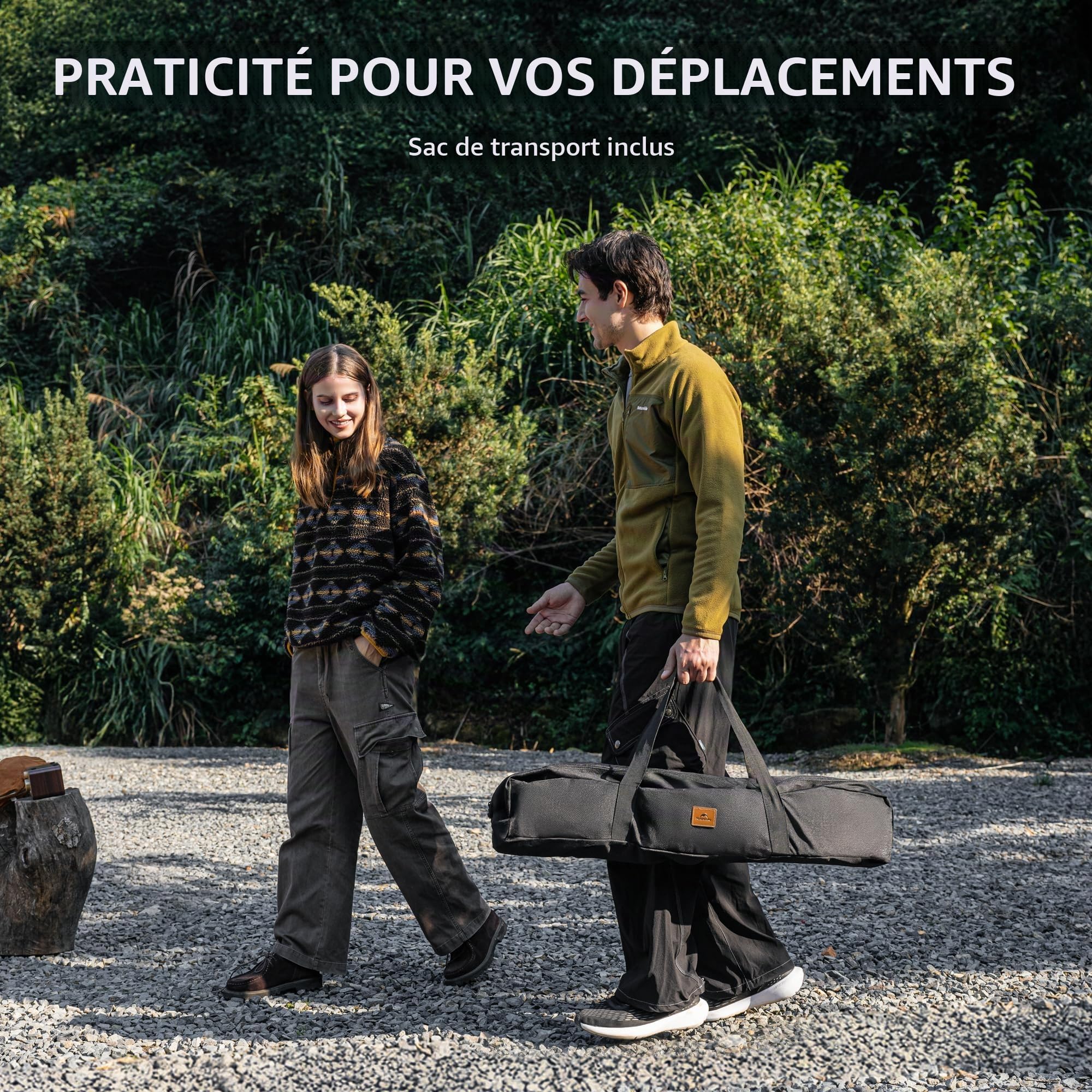 Naturehike IGT Table de camping portable pliable en aluminium - Hauteur réglable - Installation facile - Pour la randonnée, le barbecue, le jardin et les voyages