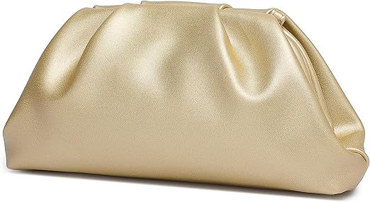 YUWITA Soft PU Leather Clutch Purses for Women Formal Evening Bag Elegant Luxurious Hand Bag (Gold)