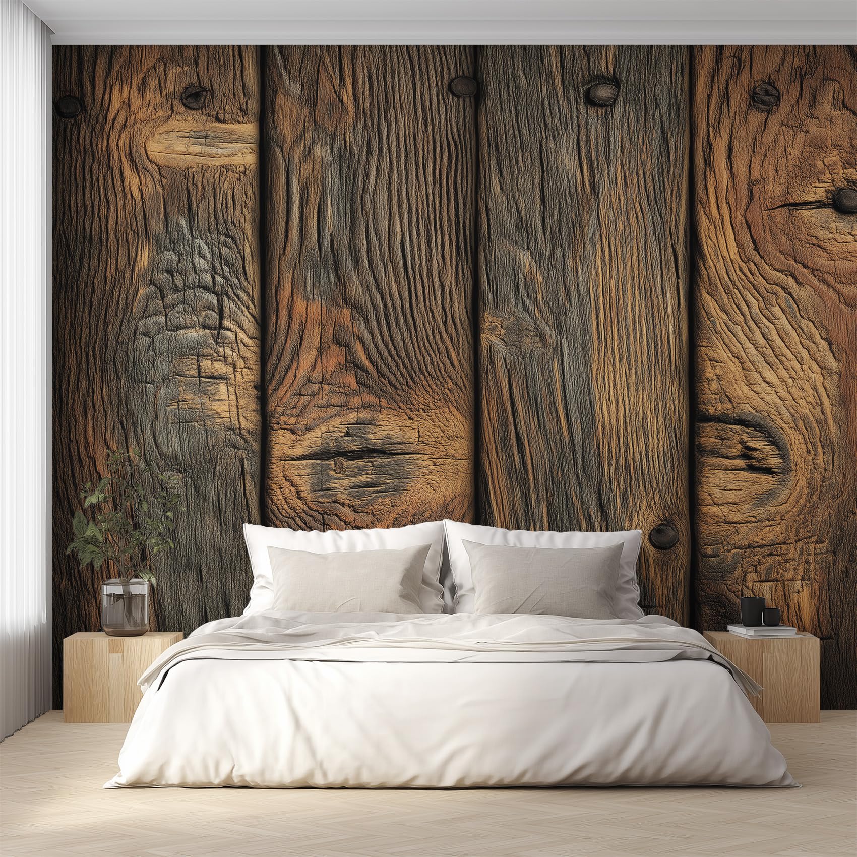Generisch Fototapete Holzmaserung Tapete 350 x 256 cm, Tapete Rustikale Holzplanke Vliestapete Wallpaper Wandtapete für Wohnzimmer Schlafzimmer Sanierung Wandbilder Wanddeko D&O186