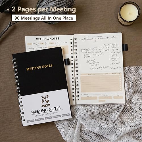 Miniatura 2 de Cuaderno de reuniones para trabajar con resumen, planificador de proyectos de 180 páginas (7 x 10 pulgadas) con calendario 2024, organizador de