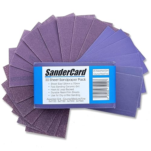 20 hojas de papel de lija para bloques de lijado a mano, 4.9 x 2.8 pulgadas, reverso de bucle, papel de lija para madera, metal y pintura. Grano
