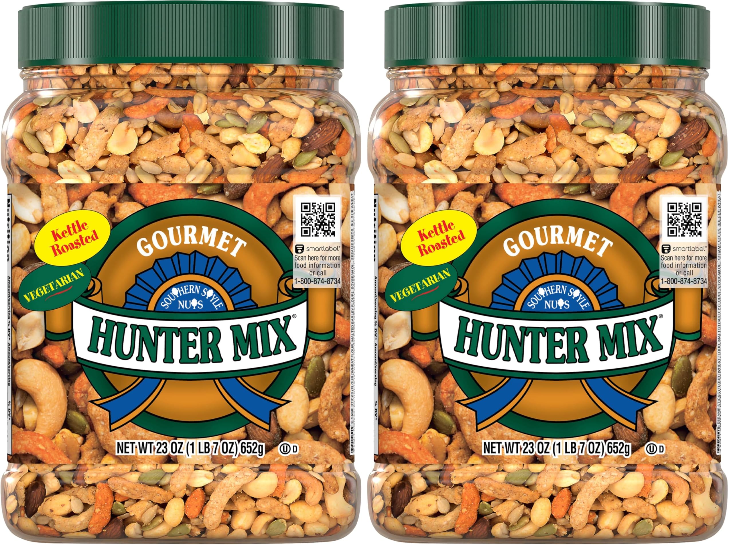 Southern Style Nuts Gourmet Hunter Mix, 23 Ounces, Sesame Sticks, Peanuts, Sunflower Kernels, Almonds, Cashews, and Pepitas (Pack of 2)
