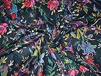 Vista 2 de Vedant Designs - Tela con estampado de bloques a mano, 100 % algodón, costura india (negro, 5 yardas)