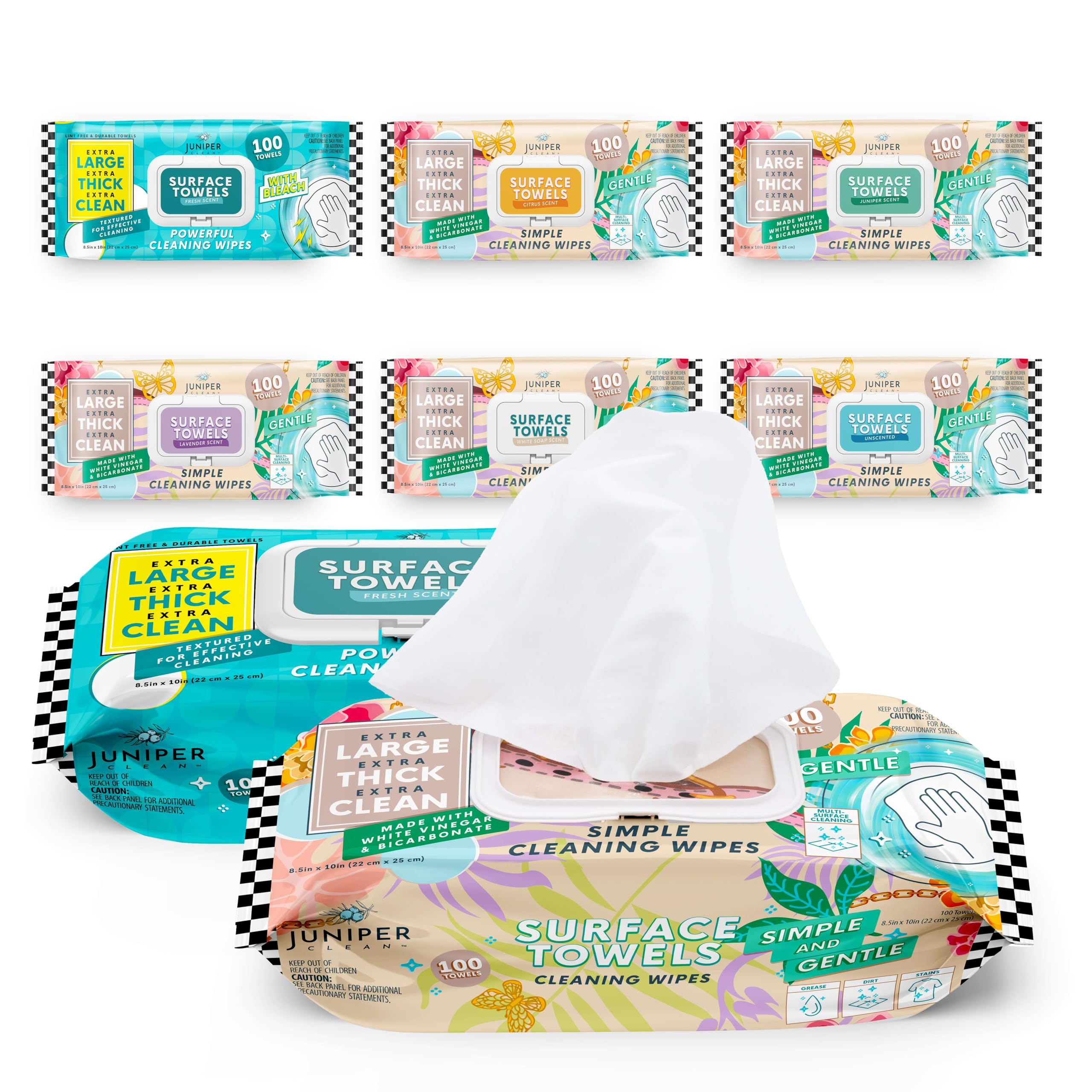 6 Packs Surface Cleaning Wipes Thick Large Dispose All-Purpose Cleaner for Bathroom Kitchen Office 100 Count Soft Flow