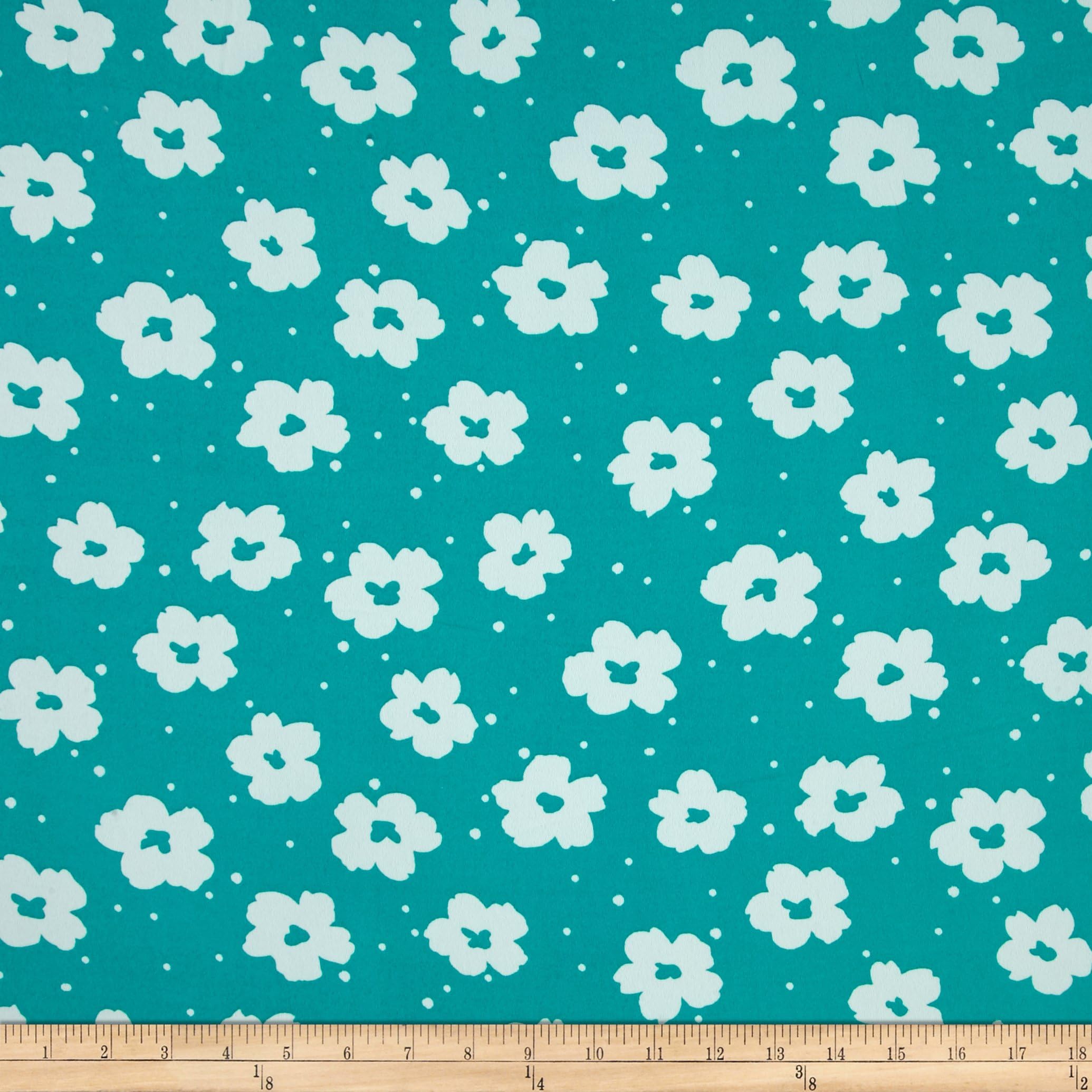Neiman Brothers Atlantis/White Flower Power Dobby Crepe Print Fabric by The Yard