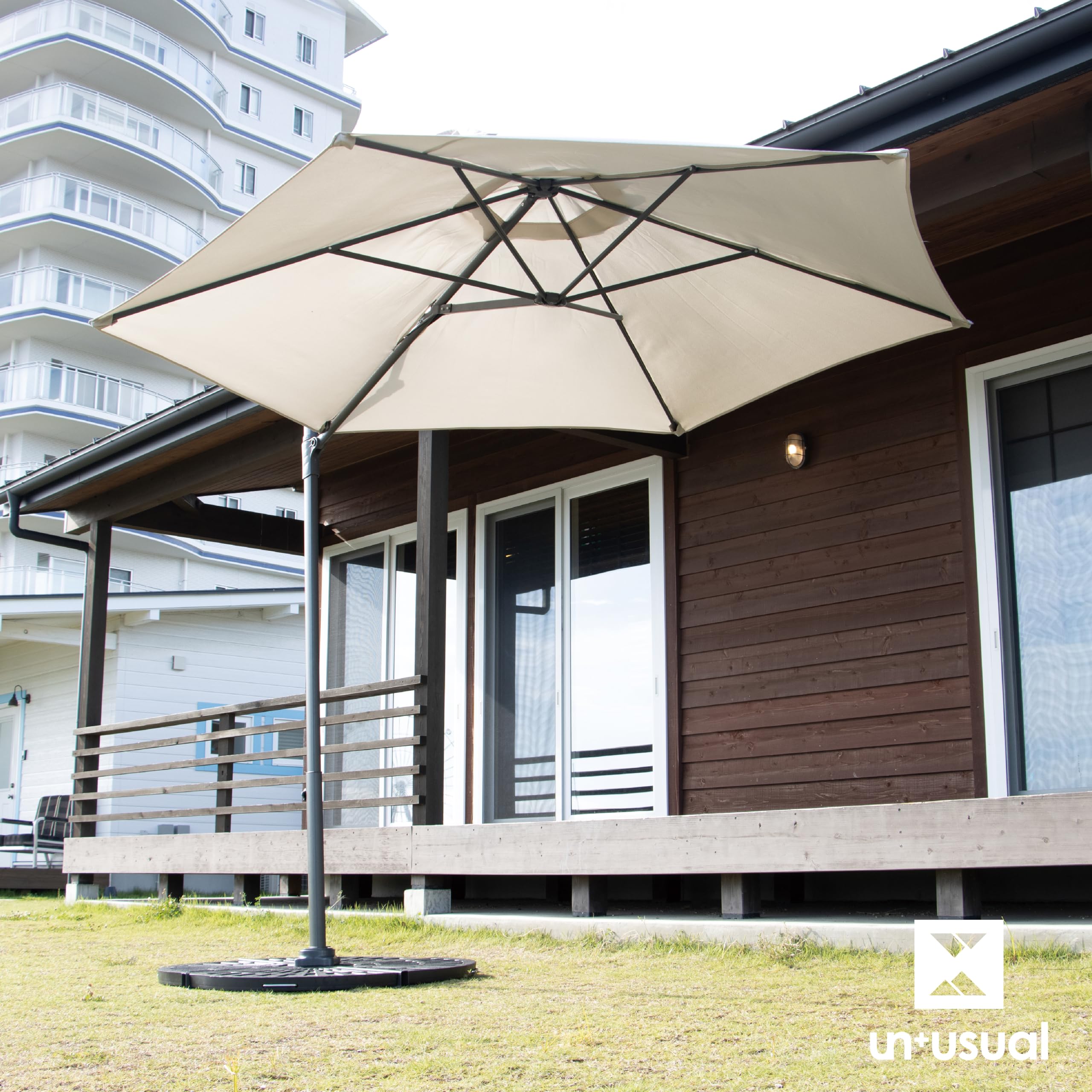 【神田クン】回転式ハンキングパラソル UN2-HP270LGRY Amazon | un+usual【ハンキングパラソル 回転式】グレー 311×227×237cm