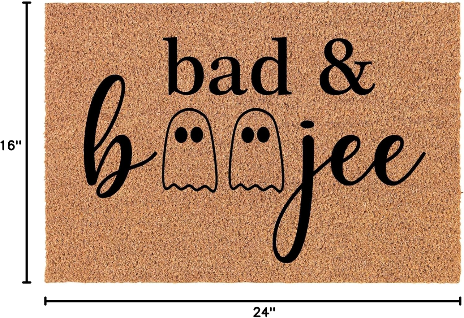 Welcome Doormat Natural Coco Coir Door Mat Bad & Boojee Ghosts Funny Halloween (24" x 16")