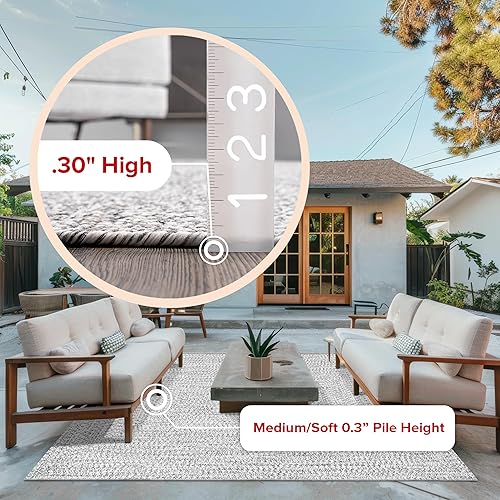 Miniatura 5 de nuLOOM Wynn - Alfombra trenzada para interiores y exteriores, 8.6pies x 11.6pies, color gris clarosal y pimienta