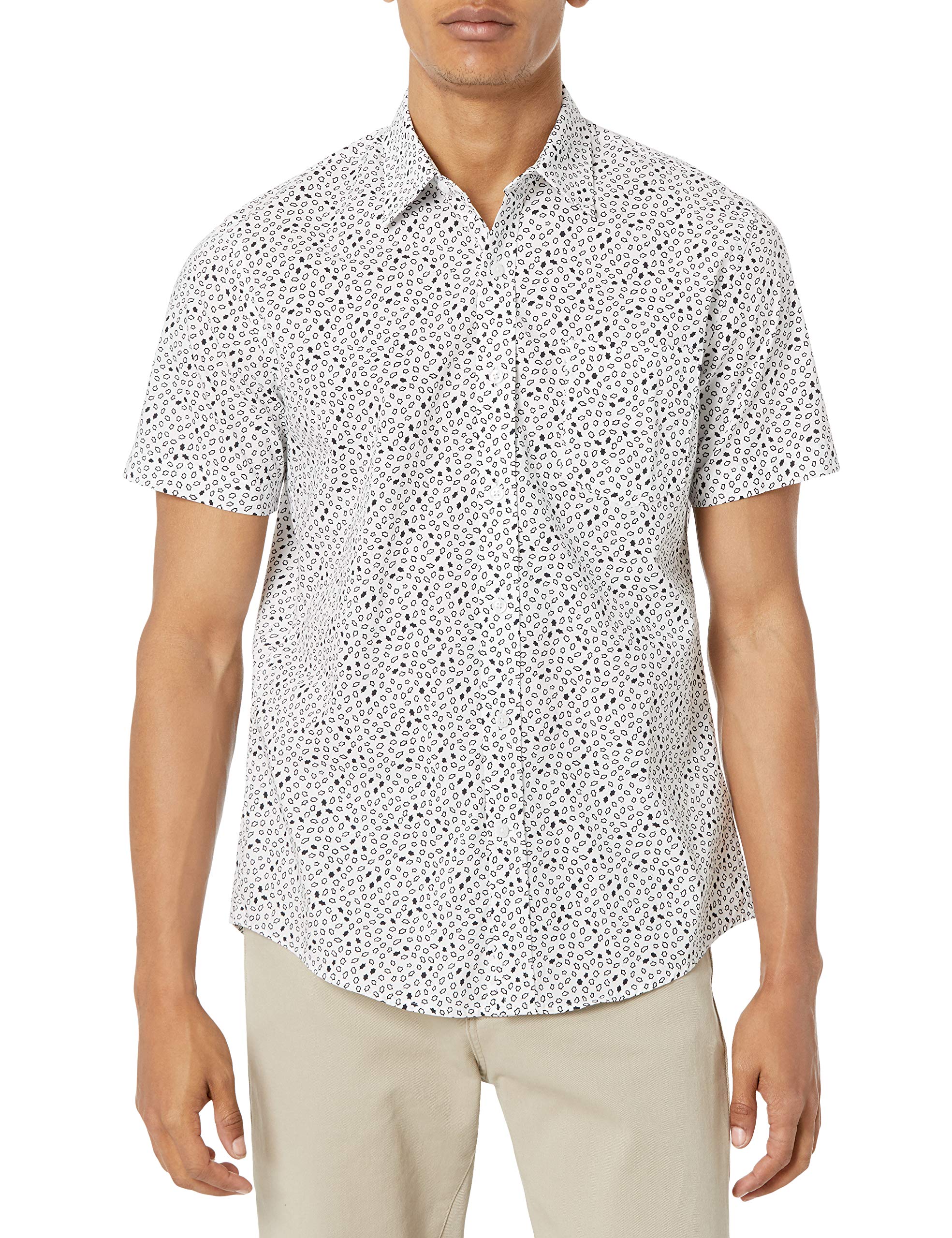 Amazon Essentials Men's Slim-Fit Short-Sleeved Button-Down Printed Shirt