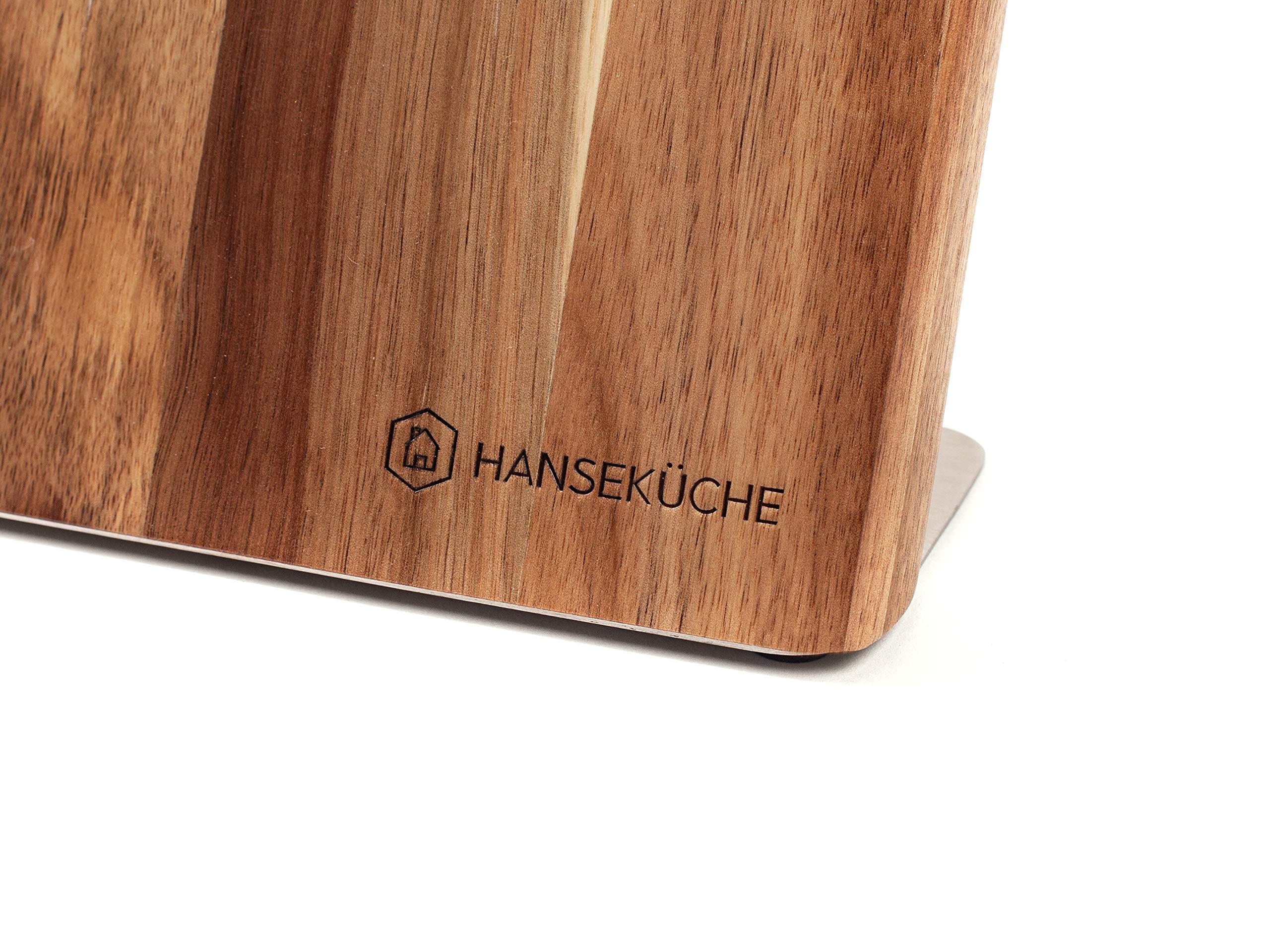 Hanseküche portacoltelli magnetico - Ceppo di coltelli magnetico in legno d'acacia, tagliere di alta qualità con magnete, portacoltelli magnetico senza coltelli