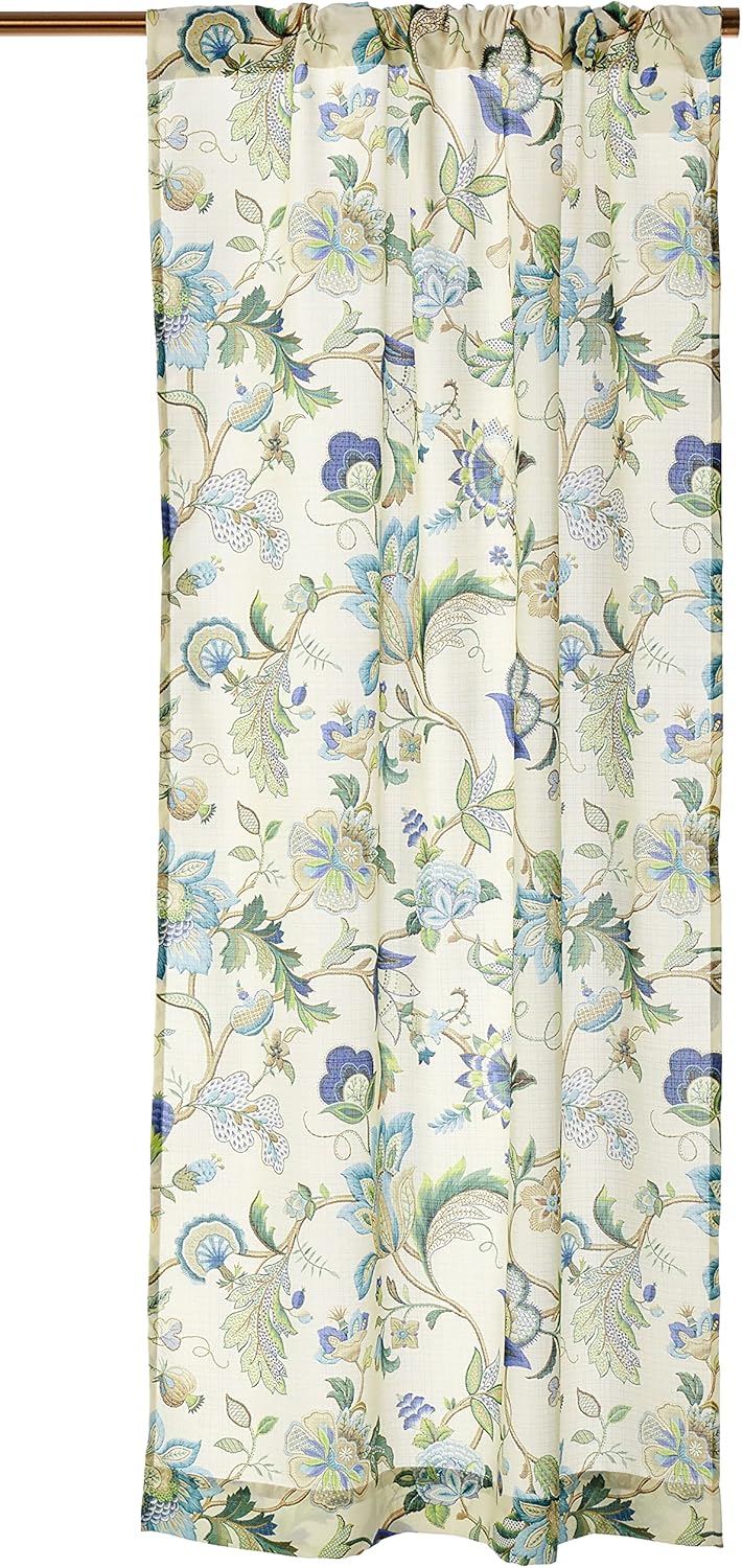 Ellis Curtain Brissac Tailored Panel Pair with Tiebacks, 70 x 63, Blue