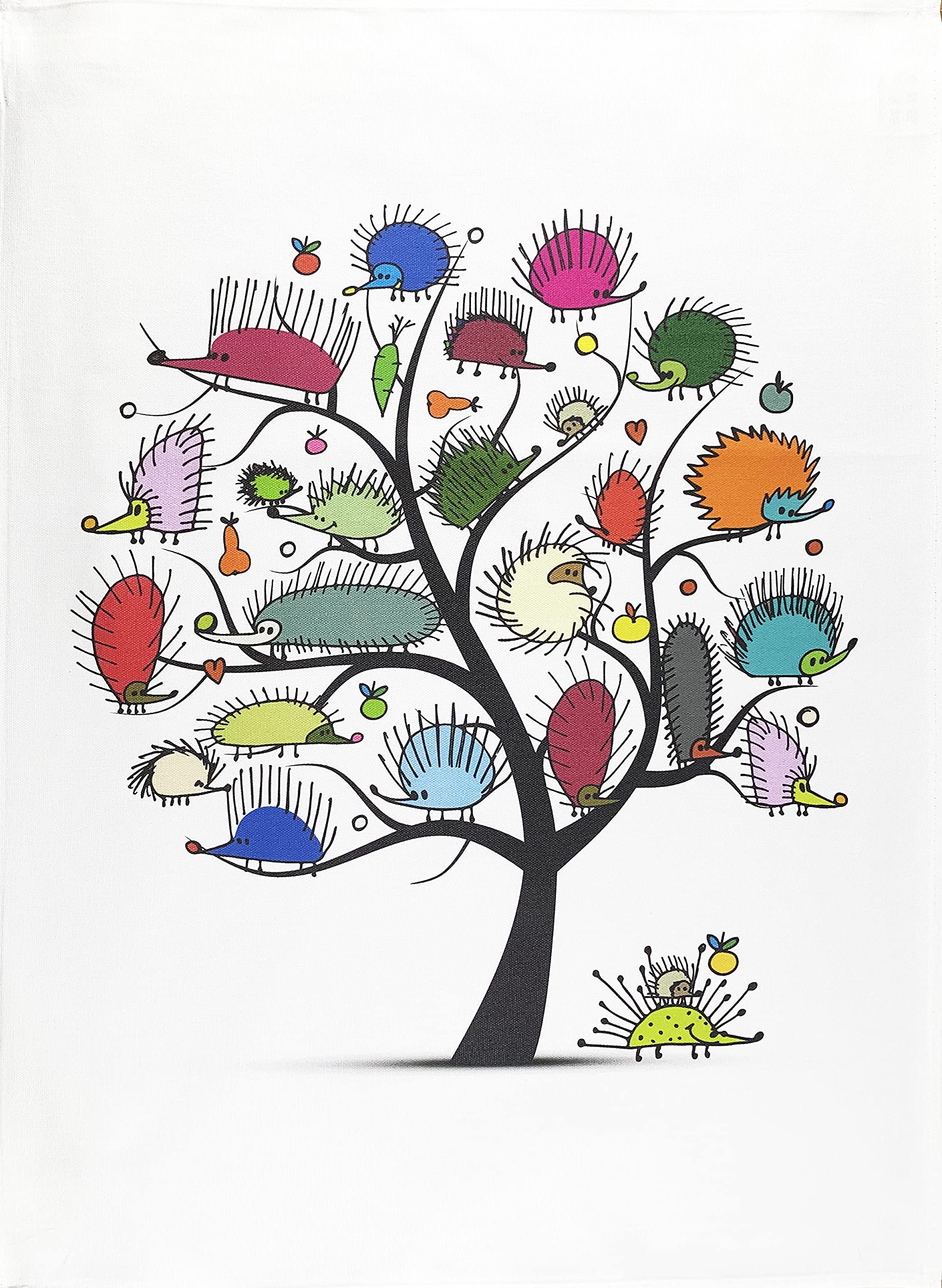 Half A Donkey Multicolour The Tree Of Hedgehogs Large Cotton Tea Towel