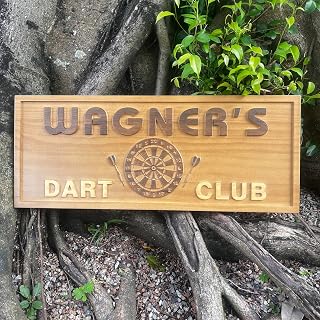 s-wpa0059 Personalized Custom Dart Club Wood Sign Bulls-Eye Fun for All Unleash Your Inner Sharpshooter with Your Dart