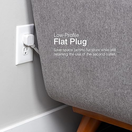 Miniatura 5 de GE Protector SurGE de 6 tomas, cable de extensión de 6 pies, 540 julios, enchufe plano, interruptor de circuito integrado, montaje en pared,