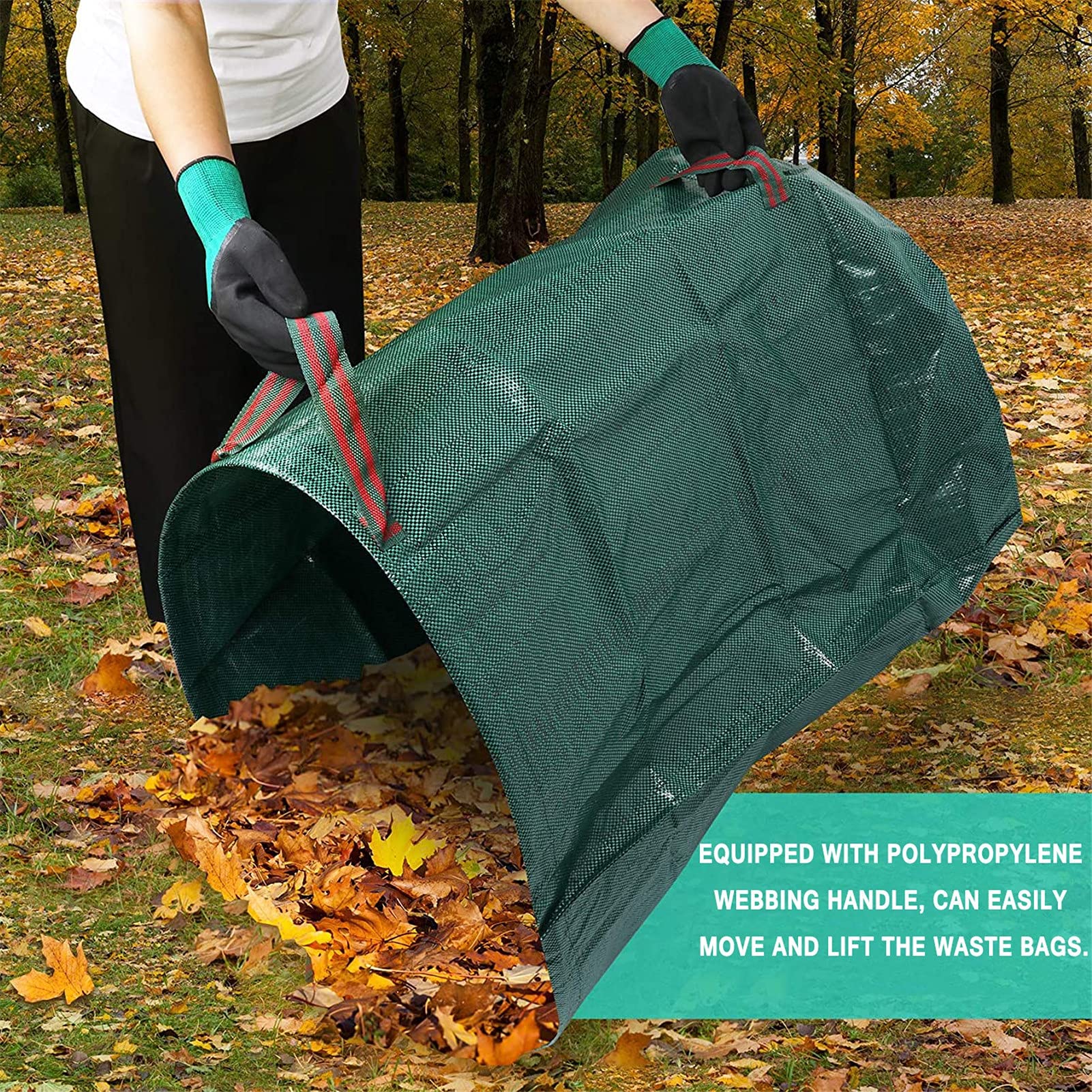 Bolsas De Basura De Jardín De Gran Capacidad, 500L / 132 Galones Bolsas De Hierba De Hojas A Prueba De Desgarros,Tejido De Polipropileno PP,Reutilizable,Plegable,para Recolección De Basura,4PCS