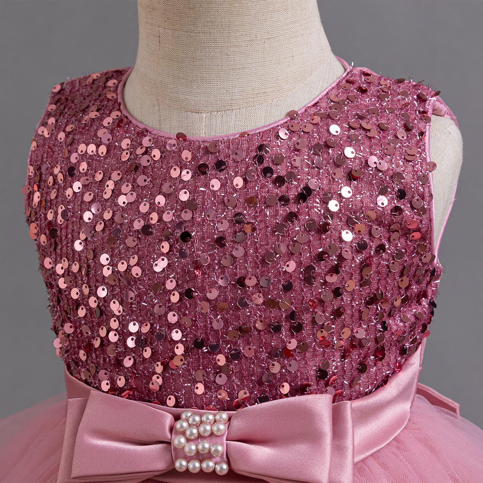 Miipat Vestito da principessa per bambina, con paillettes, per matrimoni, compleanni, feste, 12 mesi-4 anni