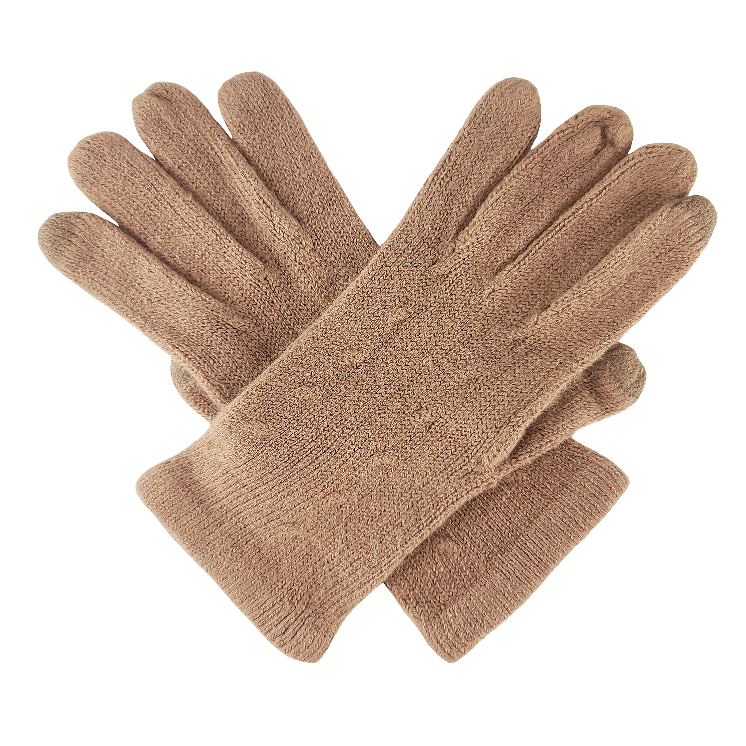 BRUCERIVER Sciarpa e guanti da donna a maglia con funzione touch screen cashmere sensazione cavo design (Camel Touchscreen)