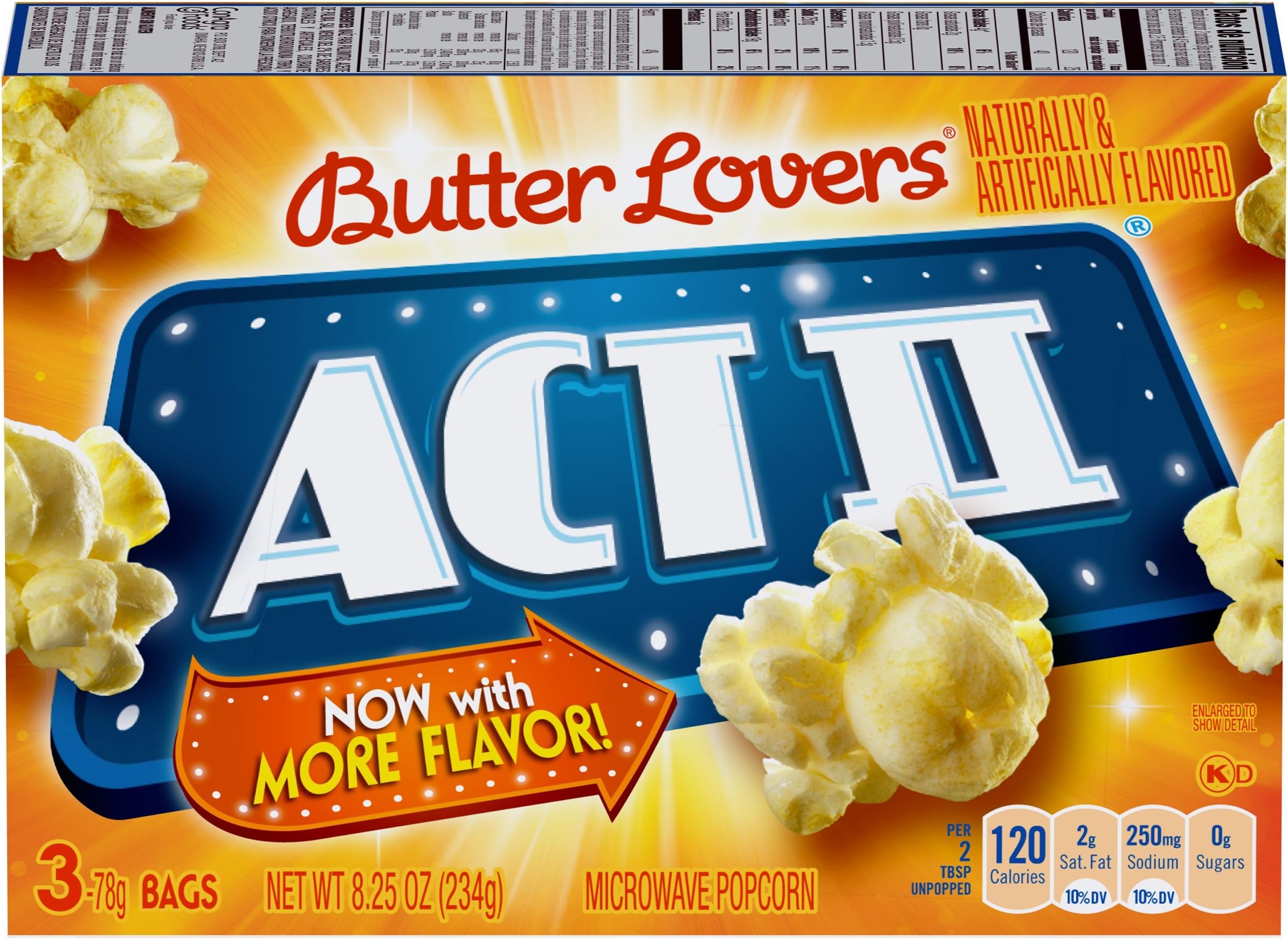 Butter Lovers Microwavable Popcorn, 3 Count (Pack of 12)