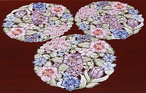 Miniatura 6 de Juego de 4 manteles individuales florales de primavera y Pascua, bordado de flores florales para decoración de mesa del hogar, cocina, comedor