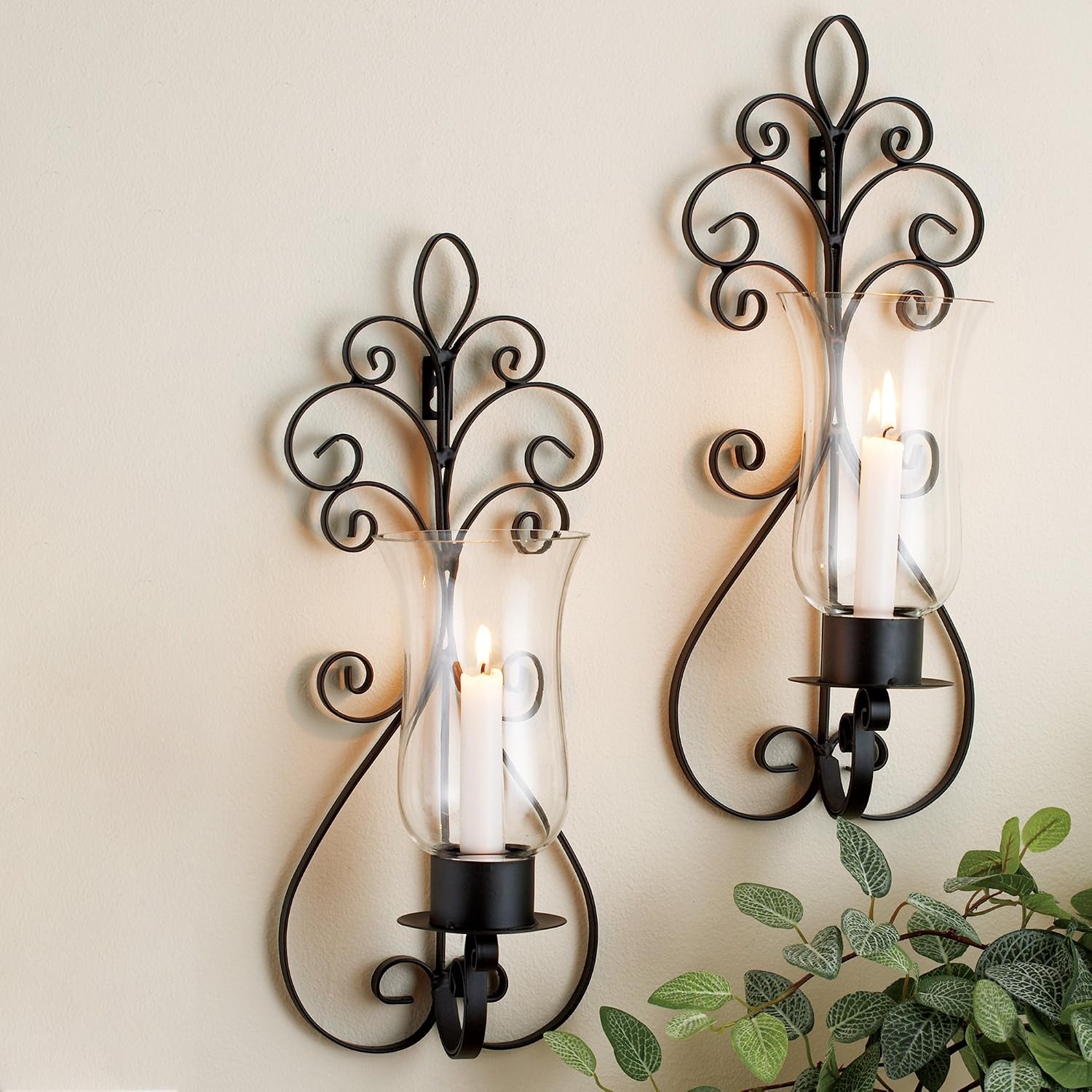 Home Essentials 7027 Set of 2 Pear Sconces, Black