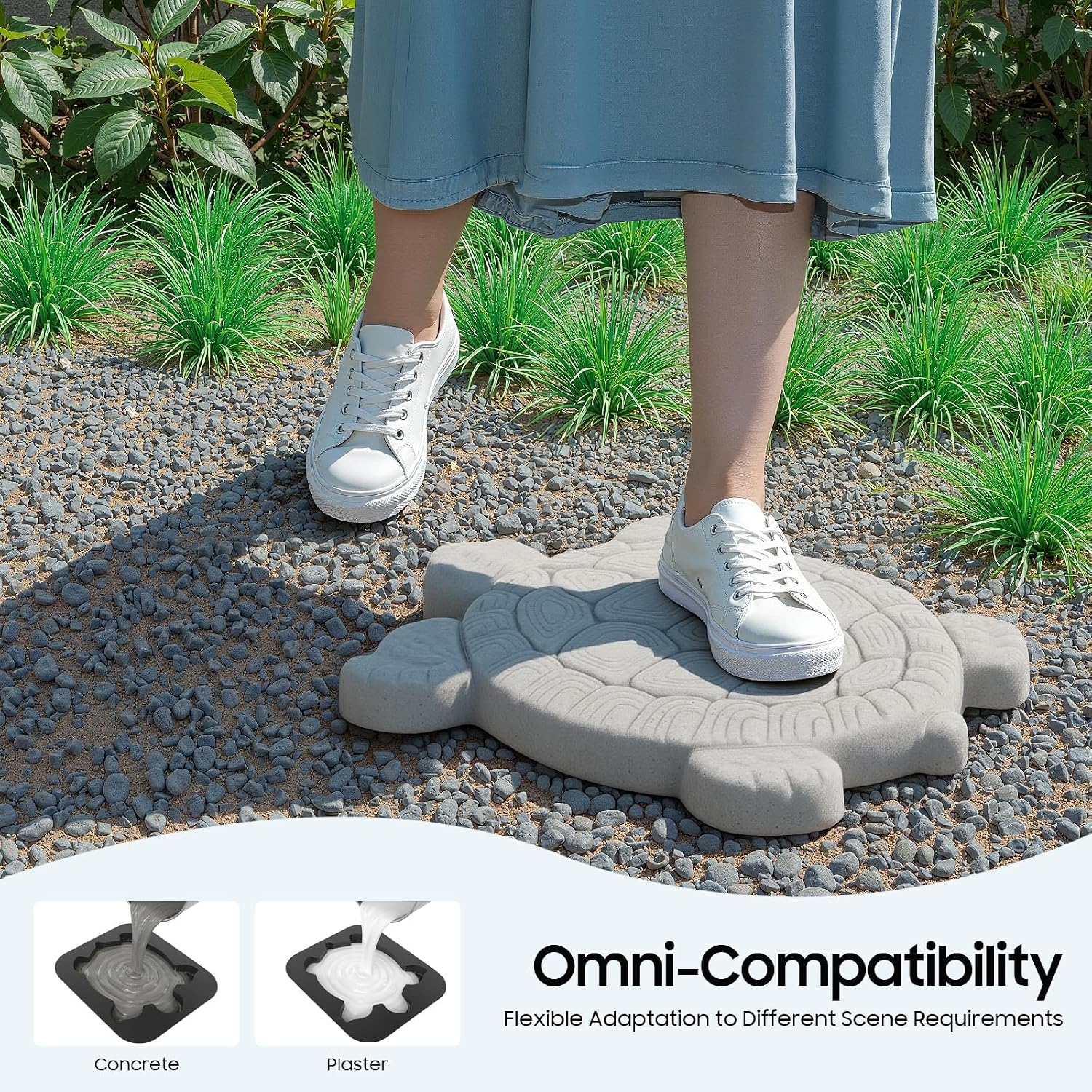 Turtle Shaped Stepping Stone Mold, Reusable Concrete Cement Mold for Garden Path Walkway, 17.3"×15" DIY ABS Paver Mold with Lifelike Shell Texture