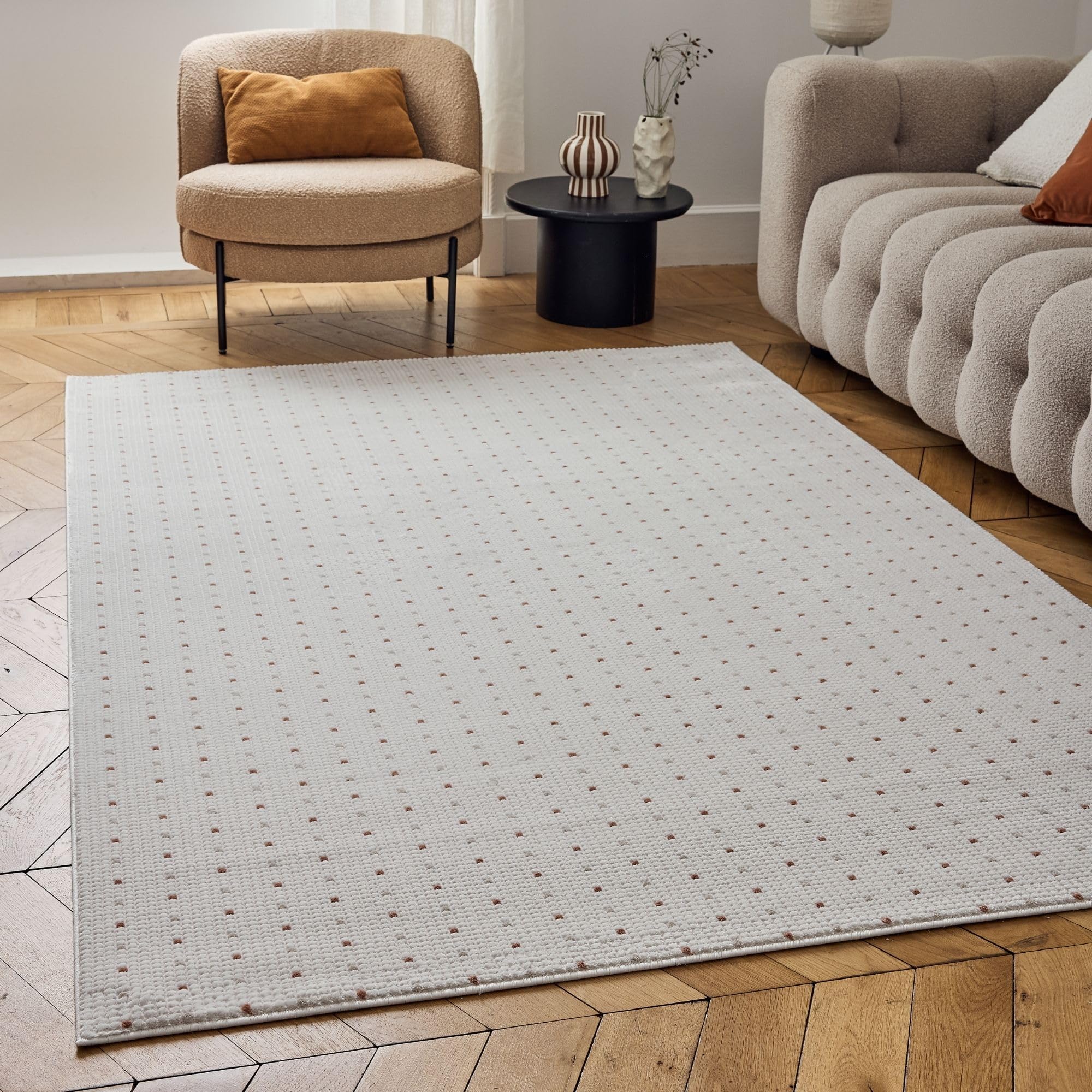 The Rugs Unisex Kids Terracotta Carmel Modern Area Rugs & Runners Dotted Design Soft Pile In | Size: 160Cm X 230Cm