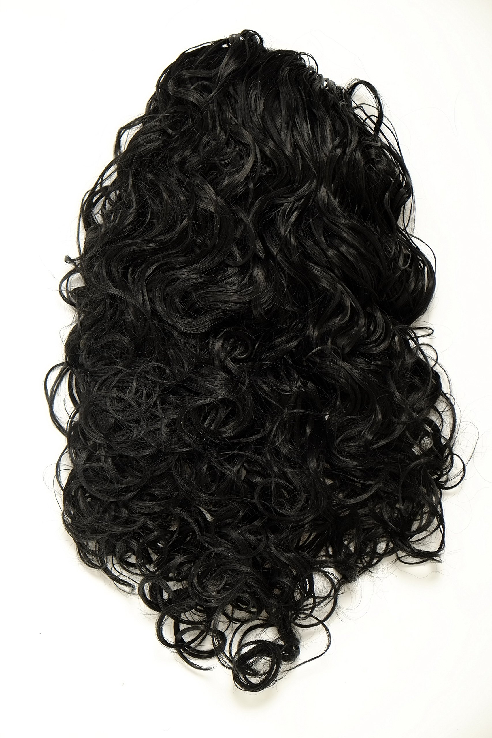 WIG ME UP NC002-1 Hairpiece Ponytail with 2 combs/clips & elastic draw string long full curls voluminous black 18inch - Image 2