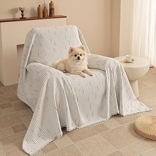 Miniatura 41 de MYSKY HOME Fundas para sofá, fundas lavables para sofá modular, funda de 3 cojines, protector de muebles con borlas para niños, perros y mascotas,