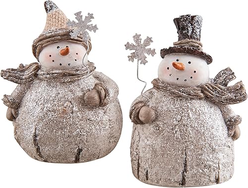 C&F Home Muñeco de nieve de Navidad figura de vacaciones figura nevada purpurina mesa niñera lindas figuras centros de mesa A2 decoración decoración