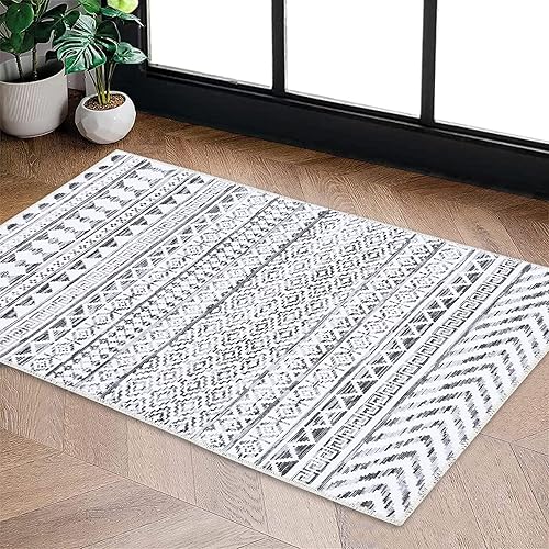 Miniatura 7 de Alfombra larga de pasillo de 2 x 10 pies, estilo bohemio, lavable a máquina, geométrica, antideslizante, resistente a las manchas, para entrada y