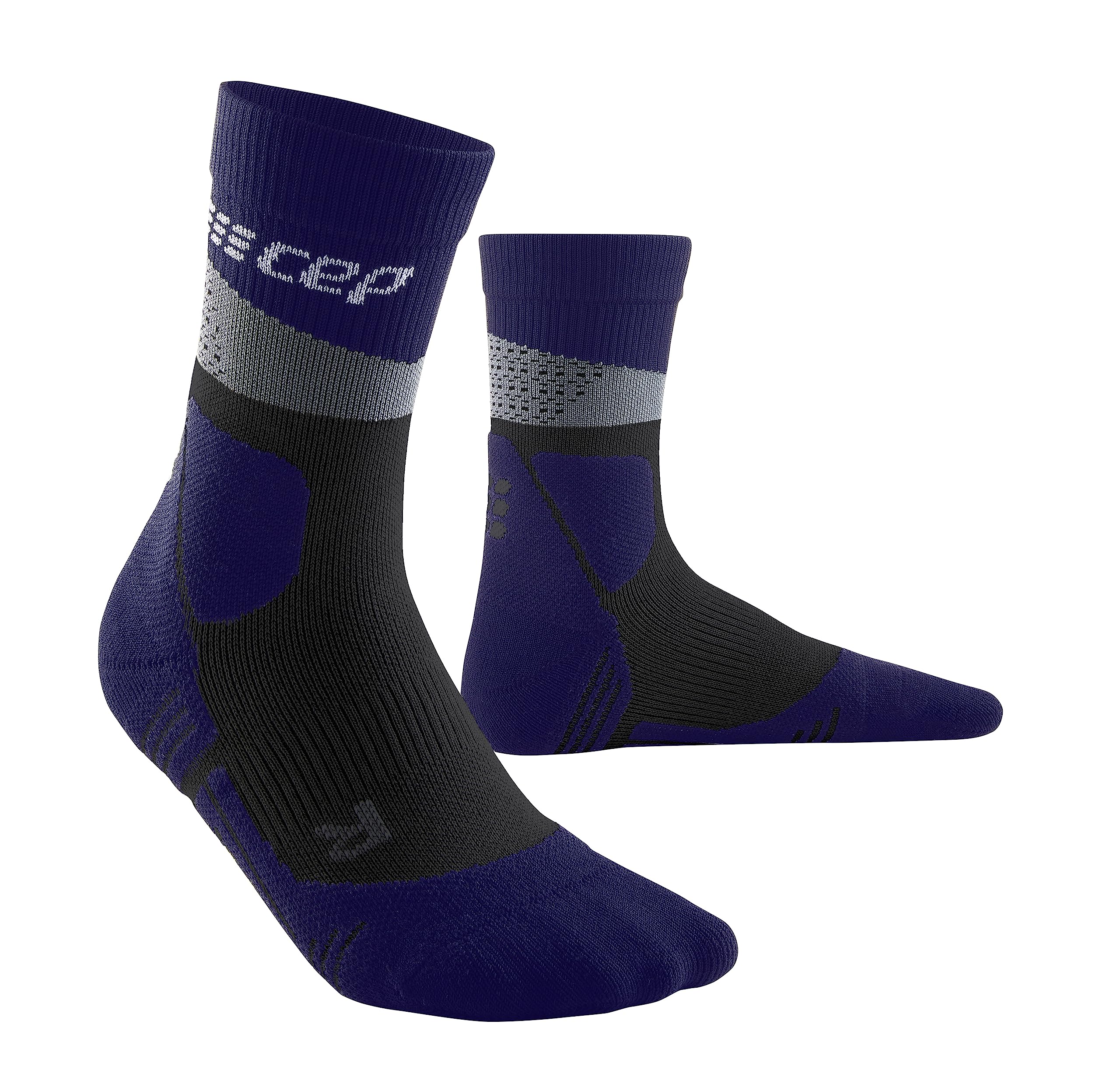CEP Max Cushion Hiking Mid Cut Socks, Grey/Purple, Women, II (SM)