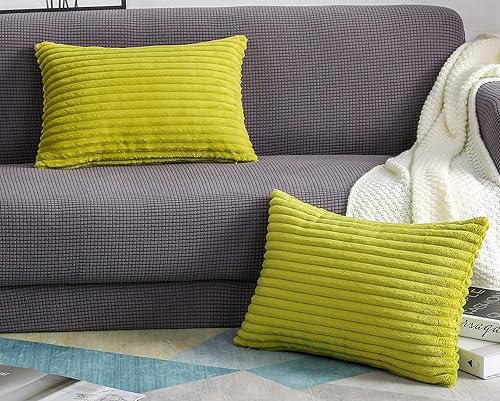 TangDepot - Juego de 2 fundas de terciopelo suave a rayas grandes de pana para cojín