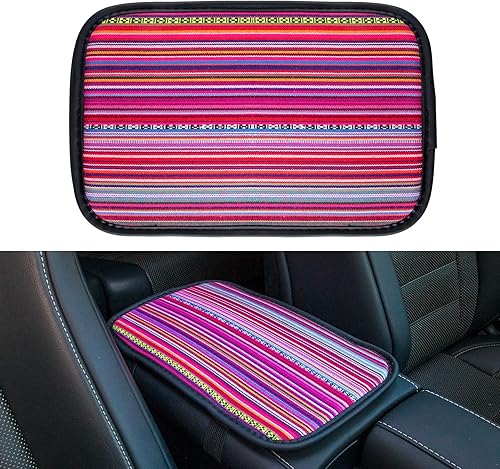 Amiss Almohadilla de consola central bohemia para automóvil, funda de tela de lino de estilo étnico, funda universal antideslizante y suave para disponible en Yaxa Mexico