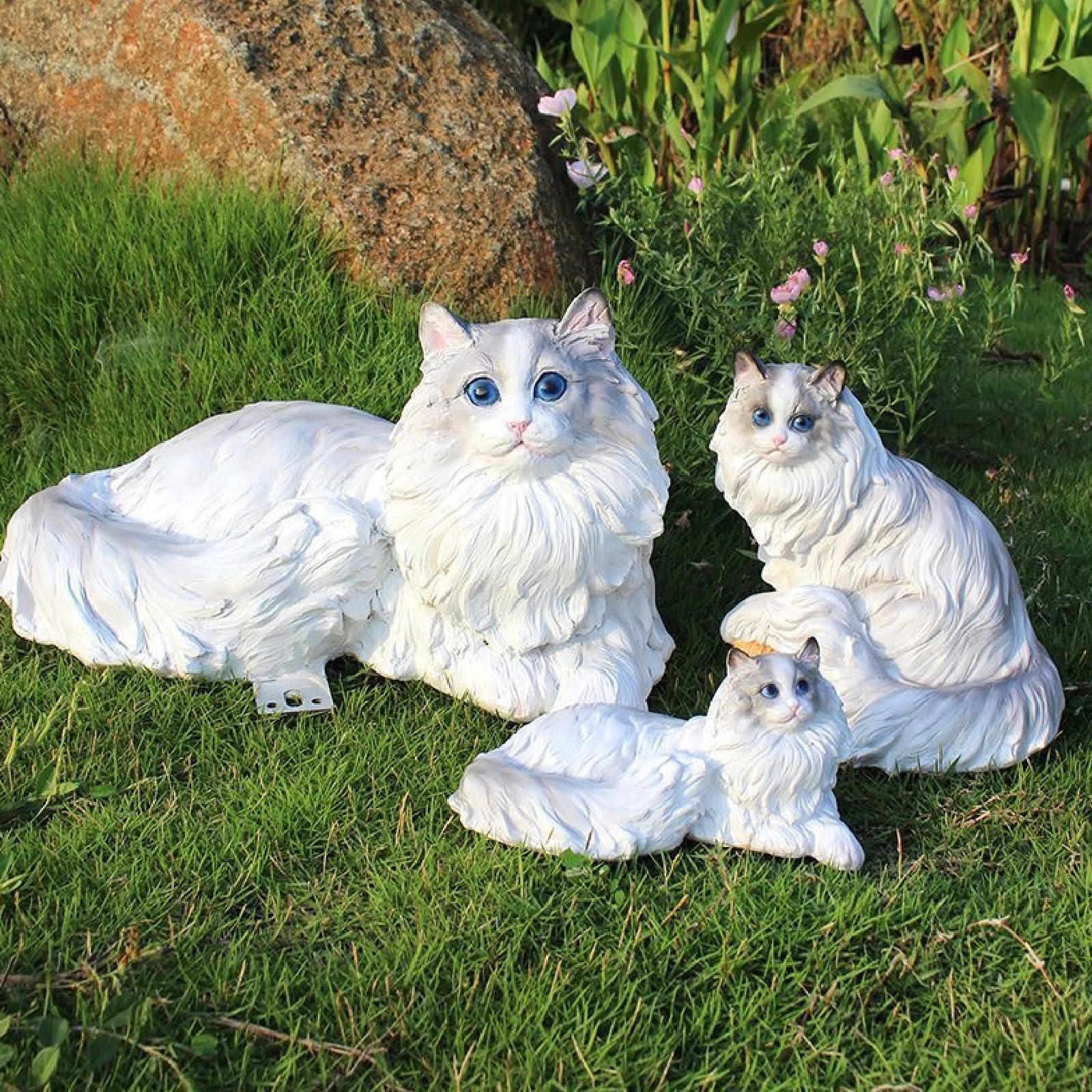 Urocza figurka kota Ragdoll, kreatywna rzeźba kota Ragdoll, figurka zwierzęcia z żywicy, ozdoba pamiątkowa dla zwierząt domowych, prezenty dla miłośników kotów (B)