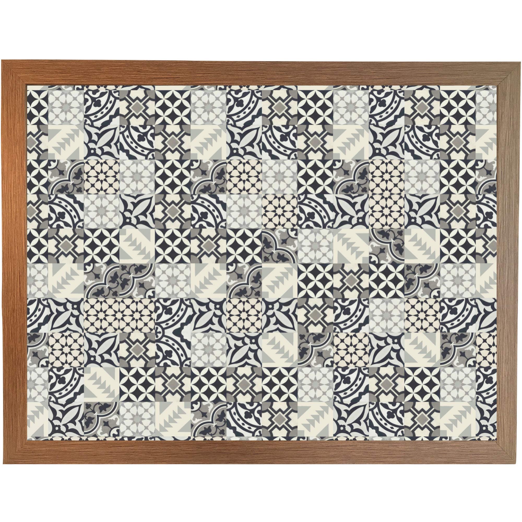 Trove Homewares 1.96 Checkers Wood Black And White Lap Tray With Cushion: Checkered Bean Bag Cushion Tray For Eating Or Laptop Tray Use (Wood Frame, Black Cushion)