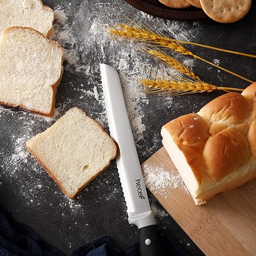 Miniatura 6 de hecef Juego de cuchillos de cocina, juego de cuchillos de 14 piezas con bloque de madera y afilador de acero y tijeras multiusos, juego de cubiertos