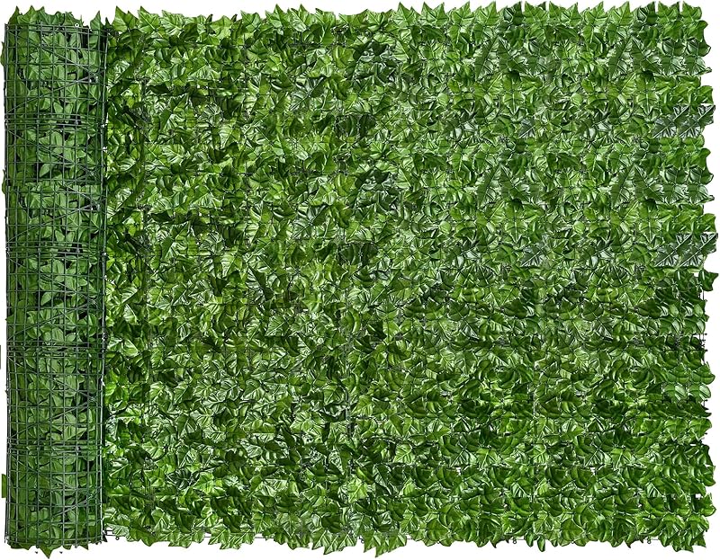 Pantalla de valla de privacidad de vid de hiedra artificial de 40 x 40 pulgadas (10,8 pies cuadrados) | Panel de valla de cobertura con hojas de hiedra y vid, protección UV, telón de fondo para Patio, balcón, jardín, patio trasero, decoración verde para interiores y exteriores