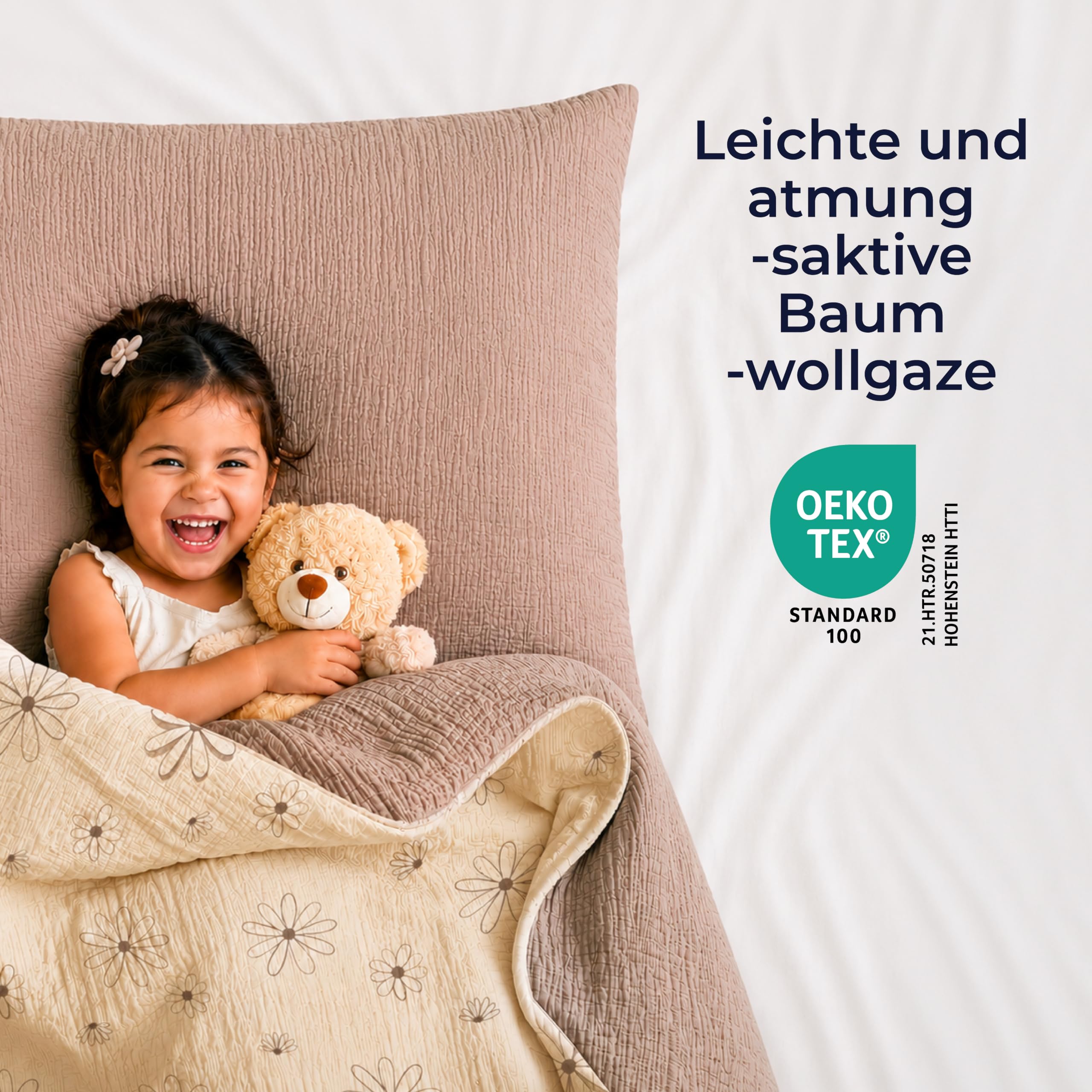Dreamzie Kinderbettwäsche 135x200 Musselin 100% Baumwolle - Blumenmuster