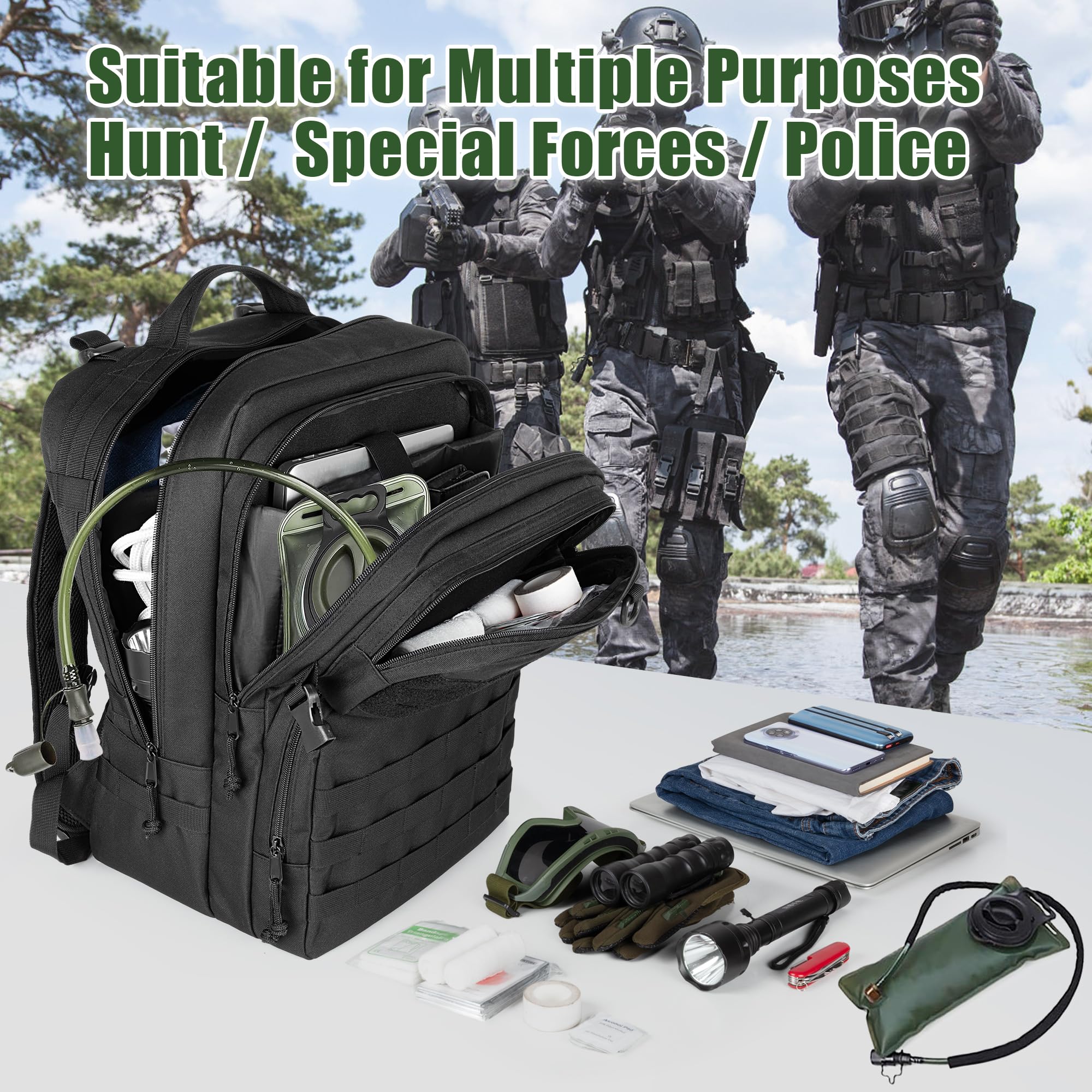 PGmoon Tactical Game plecak kompatybilny z konsolą PS5/PS5 Slim / PS4, podróżna torba do przenoszenia, torba do przechowywania laptopa 15,6", przenośnego monitora, kontrolera, zestawu słuchawkowego i