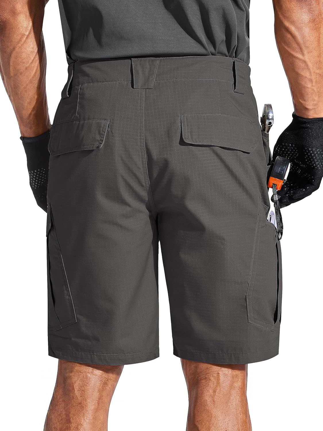 FREE SOLDIER Men's Cargo Shorts Durable Relaxed Fit Side Elastic Waist Work Utility Shorts with 8 Pockets