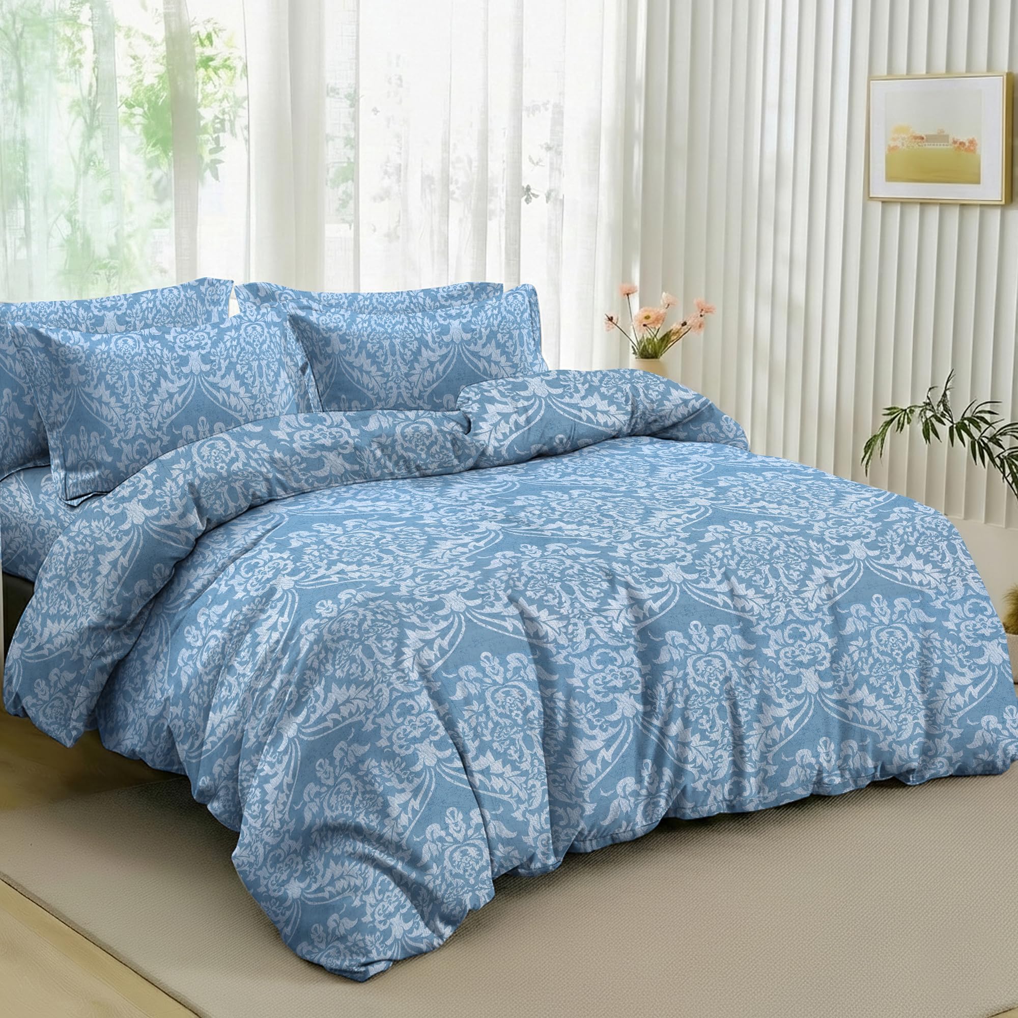 RAYBedding Floral Single Duvet Cover Set with Pillowcase – Soft Luxury Printed Bedding, Floral Pattern Quilt Cover with Button Closure & Corner Ties, Comfortable Single Bed Bed Linen