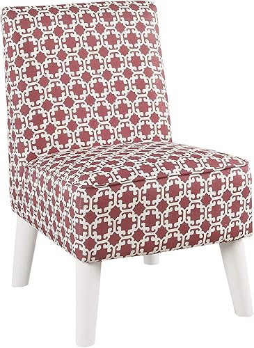 HomePop Silla deslizadora sin brazos moderna juvenil, celosía rosa y blanca