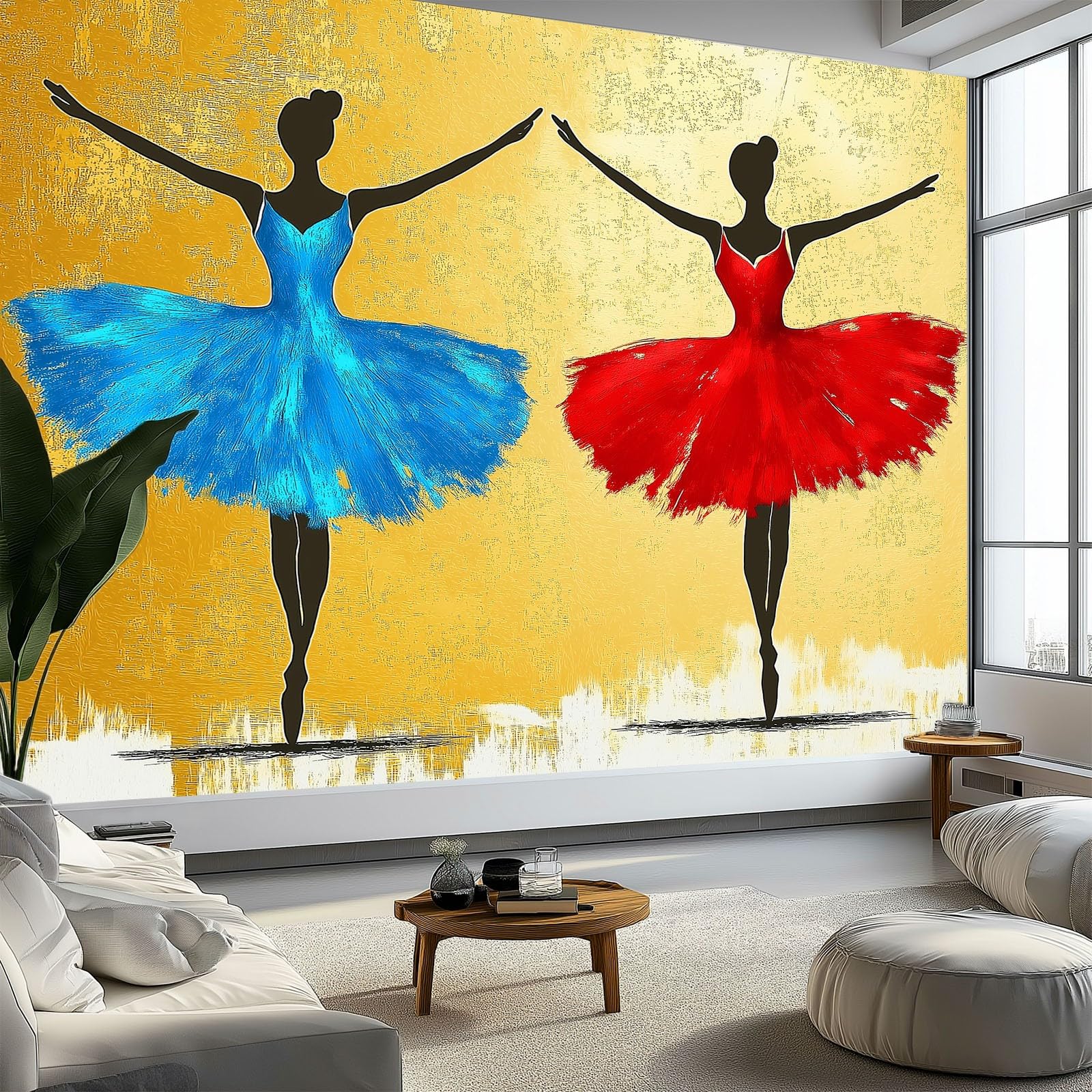 Papier peint danseuse de ballet pour illuminer une chambre d'enfant ou un salon moderne 200x140cm